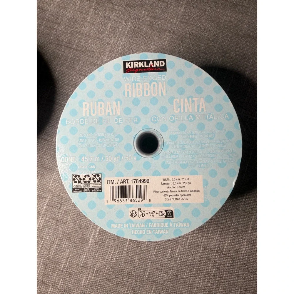 2 Rolls Kirkland Signature Plaid Wire Edged Ribbon Red White Blue 50yd 2.5in